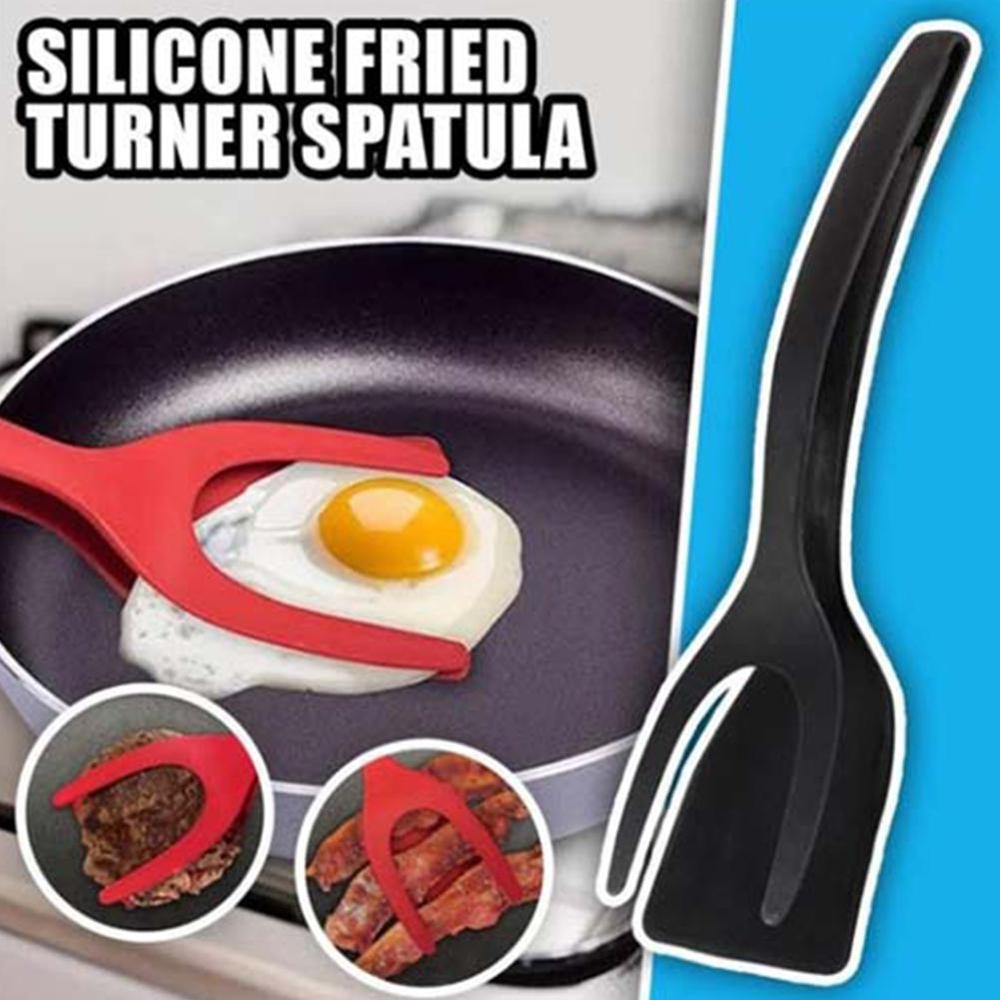 2 In 1 Grip And Flip Tongs Egg Spatula Tongs Clamp Pancake Fried Egg French  Toast Omelet Overturned Kitchen Accessories